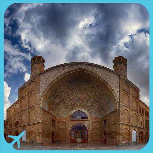 historical mosque in hamedan - cloudy day view