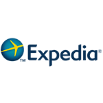 logo of expedia consisted of globe, airplane and the word itself