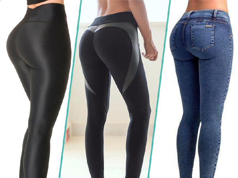 lower bodies of three woman with rounded buttocks wearing skinny support and jeans 