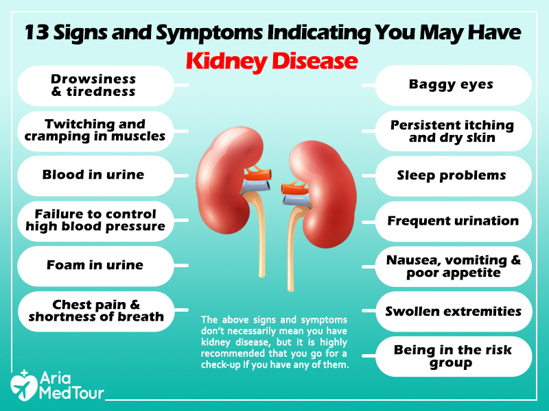 infographic showing signs and symptoms of kidney disease