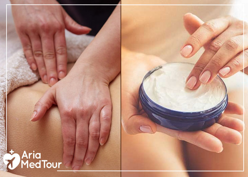 massaging the wound gently and using scar creams as some ways to reduce weight loss scarring