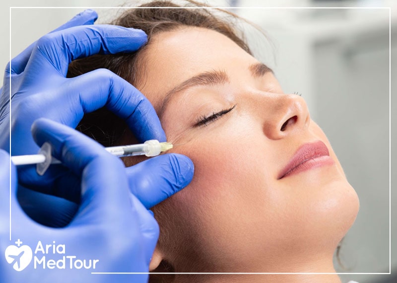 a cosmetic surgeon injecting Botox and fillers to a woman's face