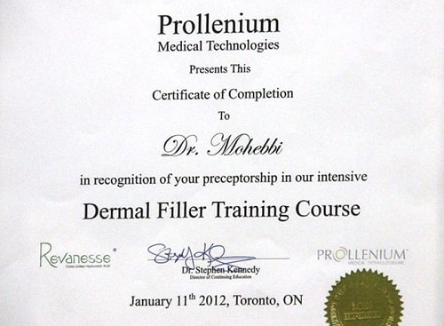doctor Alireza Mohebbi certificate
